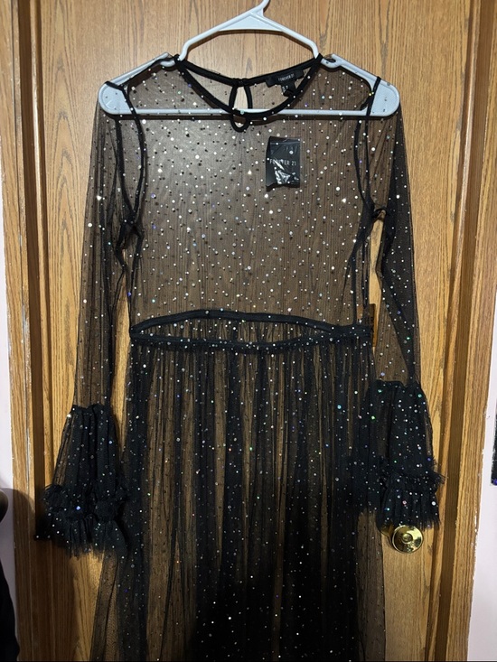 Forever 21 Dresses & Skirts - Forever 21 Black Sheer Mesh Maxi Dress with Sparkle